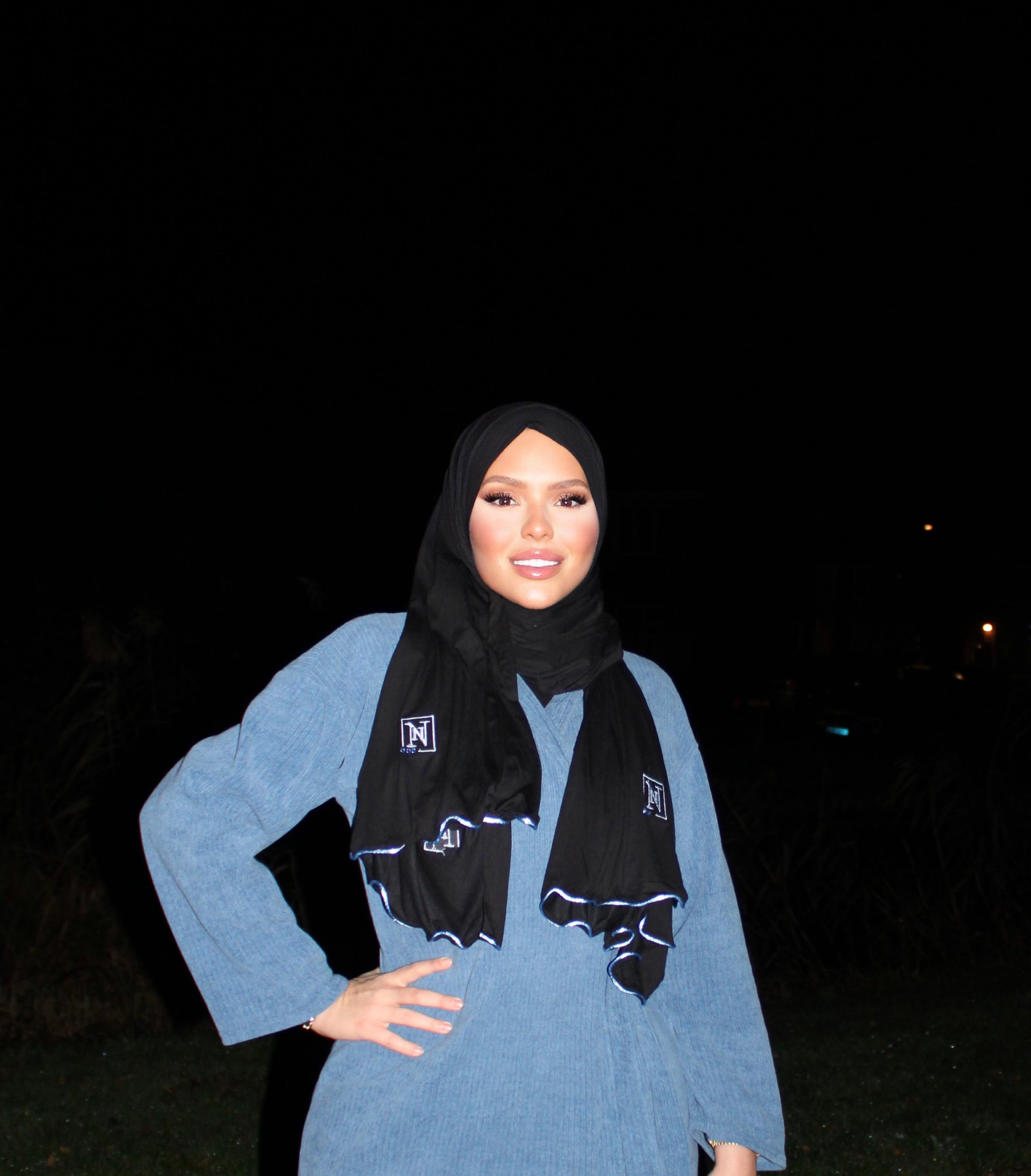 NNIYAH HOOFDDOEK COLOR BLACK  X denim blue