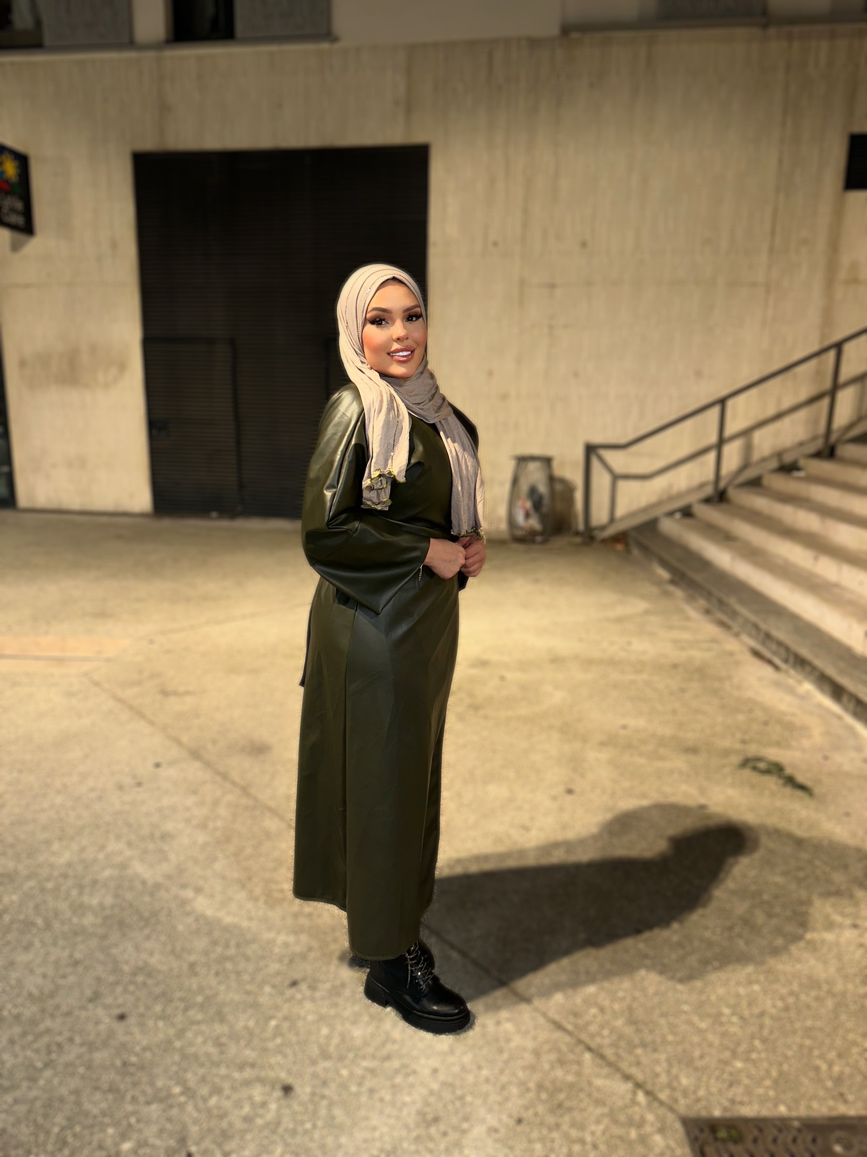 Thick long vegan leather kimono