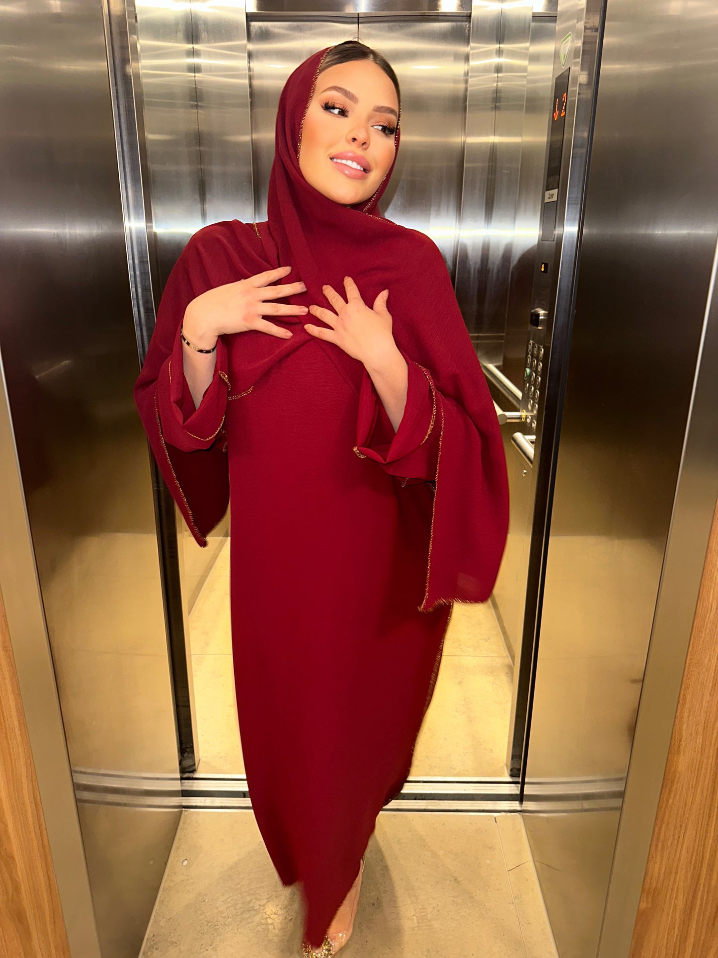 Habaya + hijaab with gold details