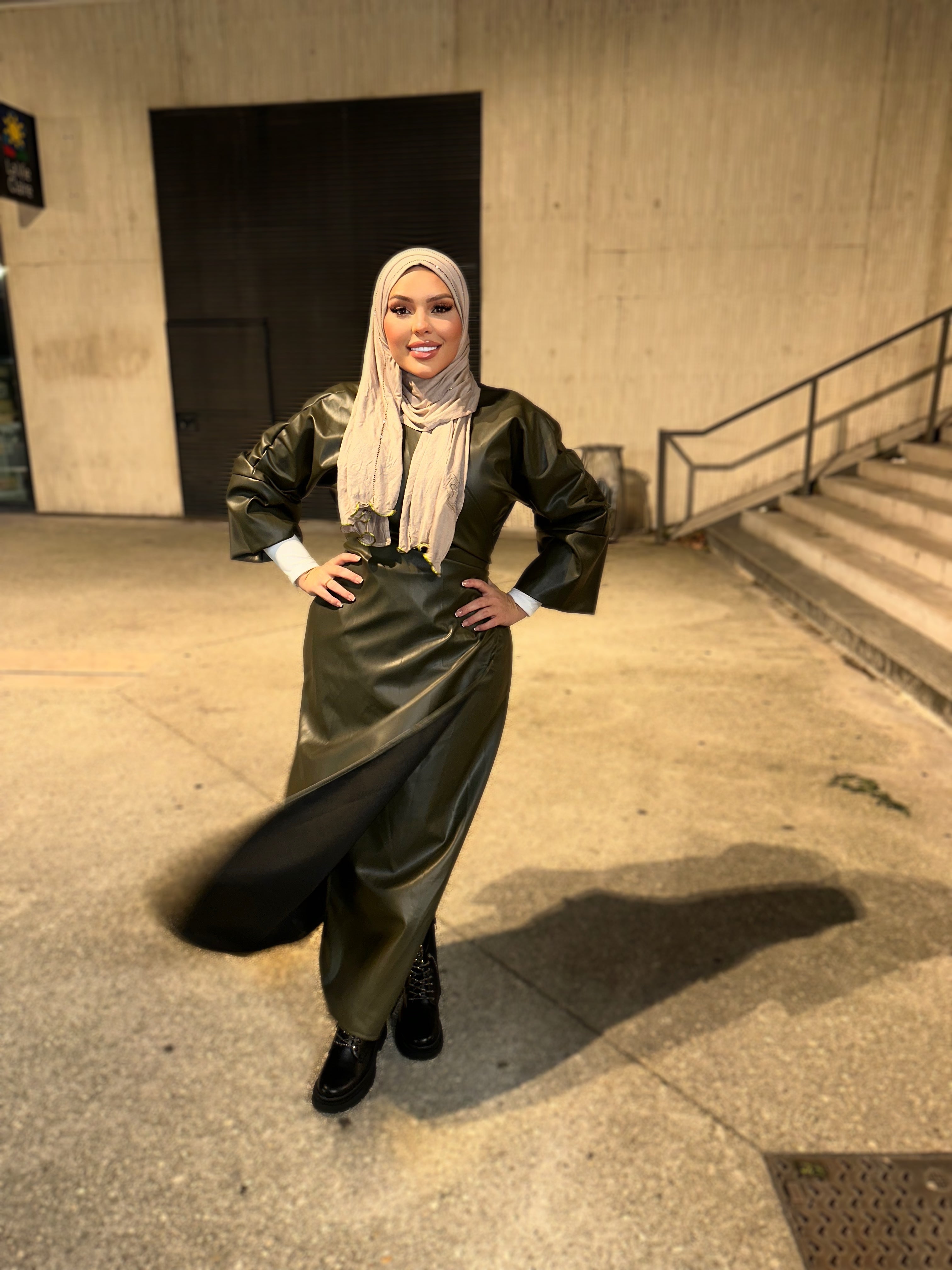 Thick long vegan leather kimono